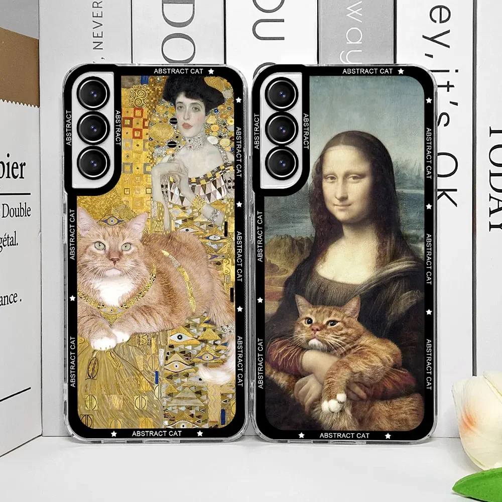 Van-Gogh Gustav Klimt Mona Lisa Fun Cat Art Phone Case for Samsung Galaxy A55 A54 A53 A51 A70 A32 A31 A13 4G 5G Soft Cover Funda