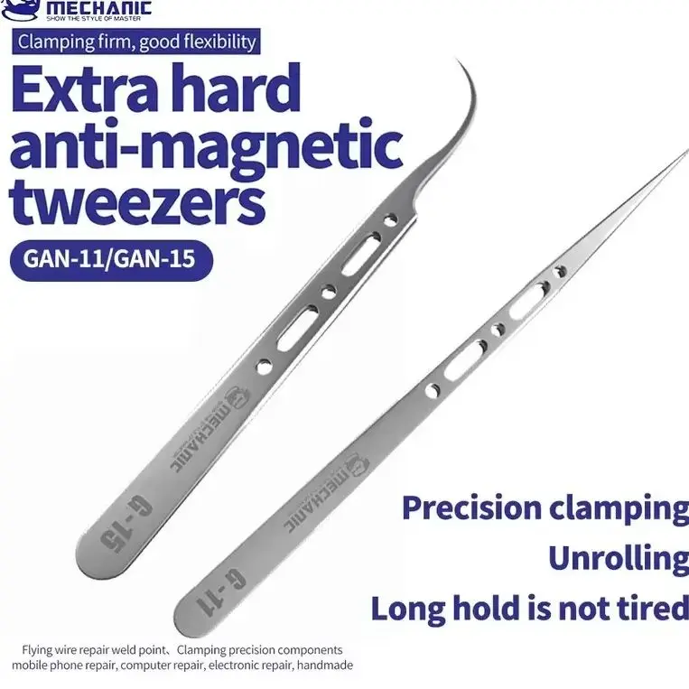 MECHANIC G-11/15 Anti-magnetic Tweezers Ultra Fine Tip Precision Tweezers for Jumping Wire Clamping IC SMD Mobile Phone Repair