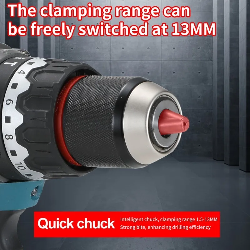 Trapano a batteria da 13 mm 160 NM Trapano a percussione senza spazzole Mandrino autobloccante Trapano da ghiaccio Pesca con sensore giroscopico anti-torsione, senza batteria
