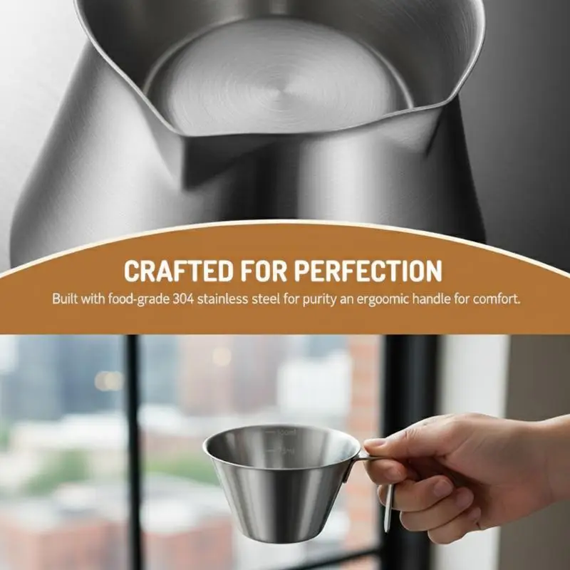 Premium 304 Stainless Steel Espresso  Glass Accurate Measuring for Coffee