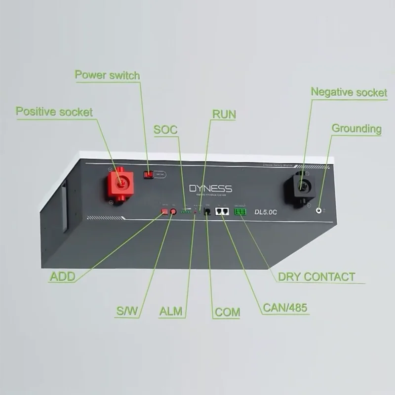 TLF 95% DOD Dyness DL5.0C 5kWh بطاريات ليثيوم الطاقة الشمسية المثبتة على الحائط خارج الشبكة والإعدادات الهجينة بطارية LifePO4