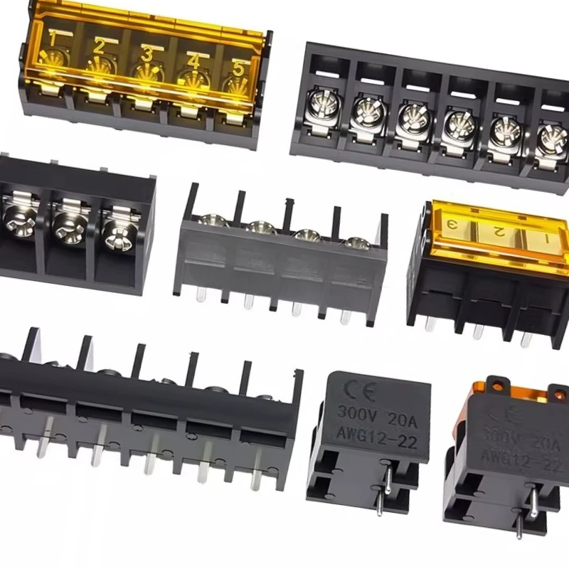 HB762 Fence-type terminal block 7.62MM black PCB, can be spliced, with back cover, 2P3P4P5P6P 5pcs