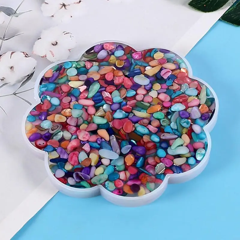 37JB DIY Crystal Tablett Form Blütenförmige Epoxidharzform geeignet für Home Decoration Tisch Weinstab