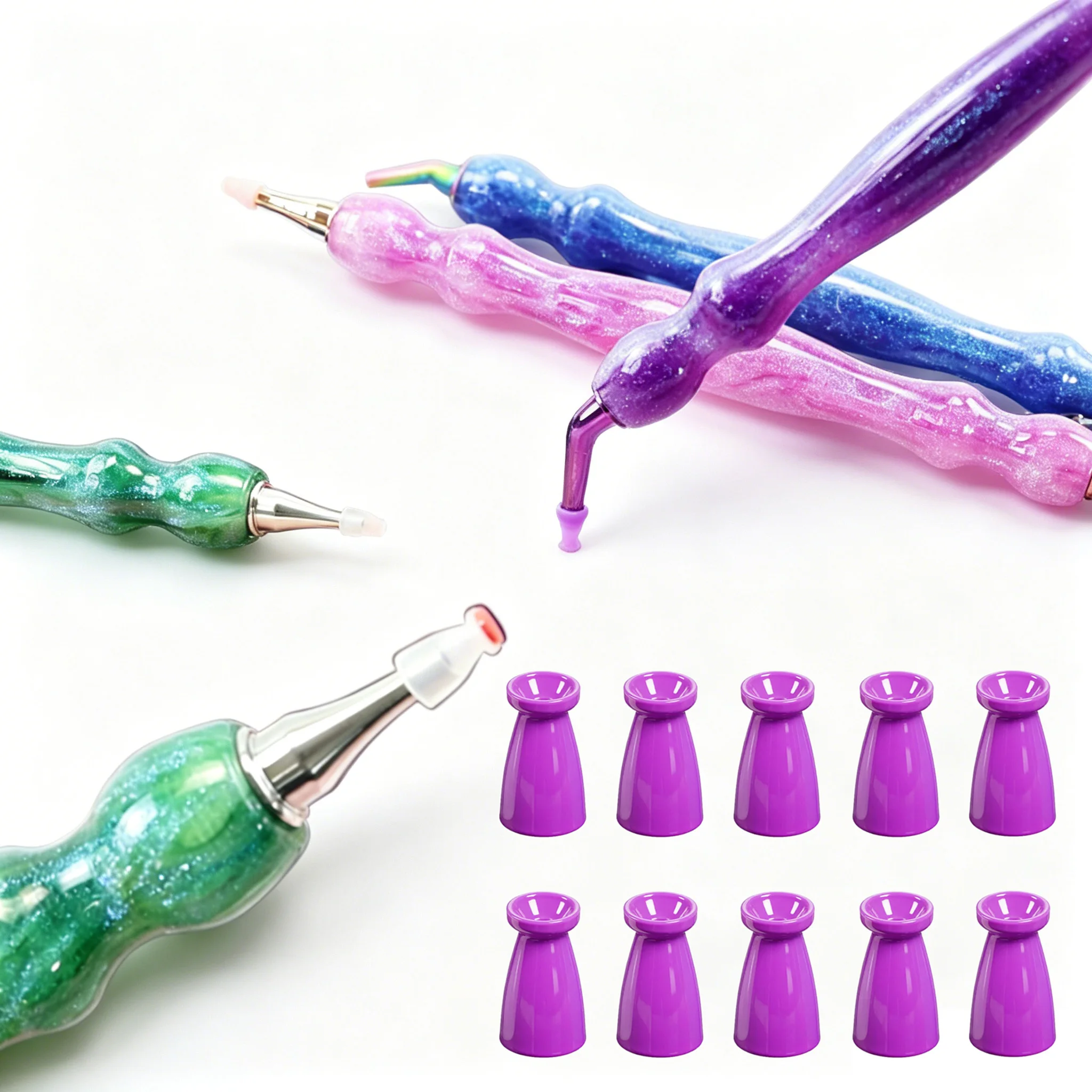

10Pcs Silicone Diamond Painting Pen Tips, Waxless Metal-Free Replacement Drill Heads, No Wax Needed Art Tools Accessory