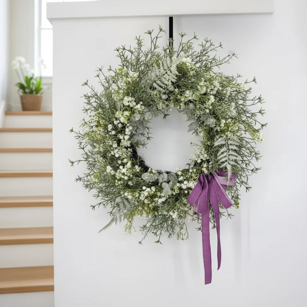 Spring Wreath Factory Wholesale Gypsophila Artificial Baby Breath And Eucalyptus Leaves Home Decorative Wreath Wedding Scene