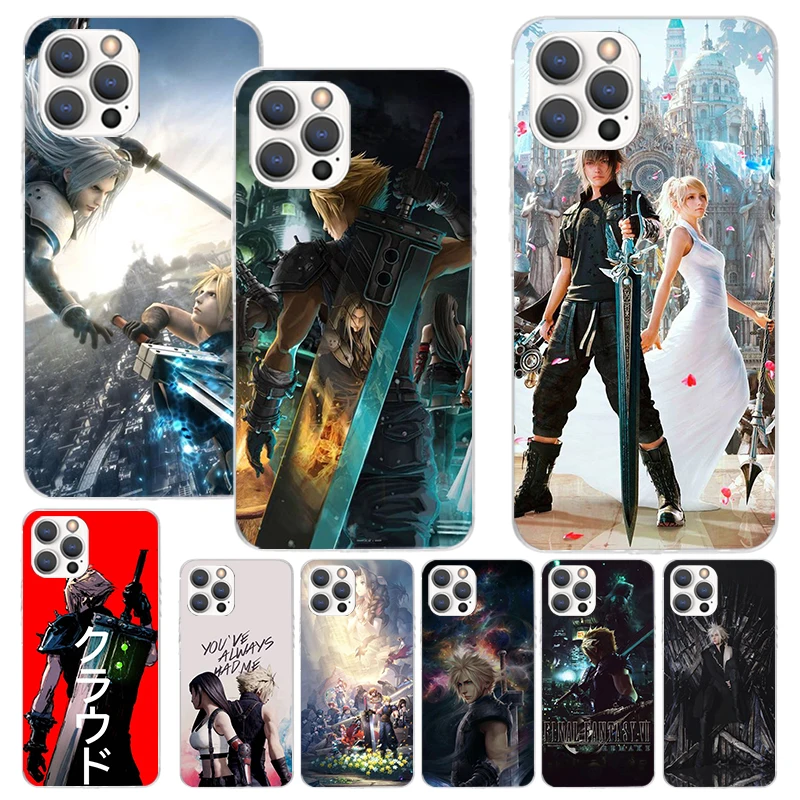 Capa de Impressão Final Fantasy VII para iPhone, Capa Padrão para iPhone 16, 15, 14, 13, 12, 11 Pro Max, XS, XR, X, SE, 7 Plus, 8