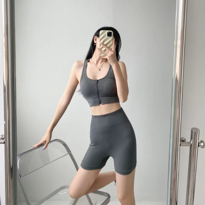 Comfortable Beauty Back Zipper Chest Wrap Underwear Set Short Sets Seamless Casual Sports Yoga Sets Women's Underwear Suit
