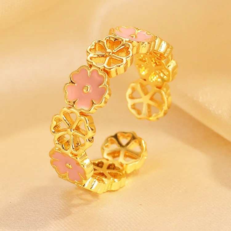 24K real gold women's gold jewelry gold ring adjustable Au9999 large pistil flower gift to give to friends gold jewelry gift