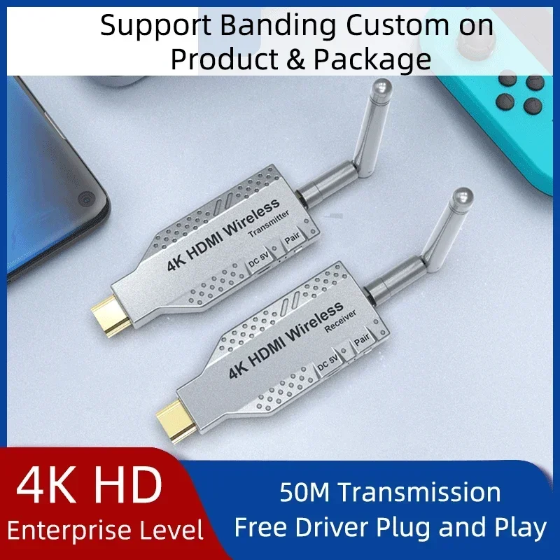 5.8G 4K 1080P 50M/100M/150M Wireless HDMI Video Transmitter Receiver Extender Display Adapter Dongle For TV Monitor Projector PC