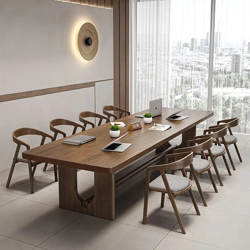 Long  gold sandalwood conference table modern simple long table log office reception table workbench desk