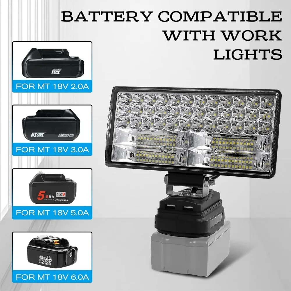 Luzes de Trabalho Led com Porta Usb para Makita Lanterna Tocha Elétrica Holofotes Lâmpada do Carro Bateria Li-ion 18v Adaptador Bl1815 Bl1830