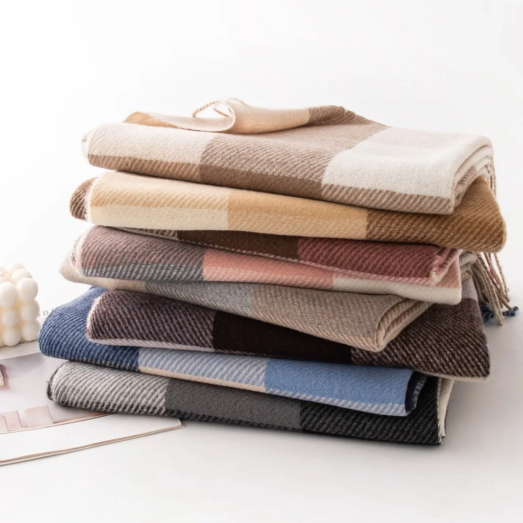 Printed Scarf Medium-Thick Imitation Cashmere Scarf Fringe Wrap Soft Warm Shawl Wrap For Office Commute Fall Winter Neck Wear