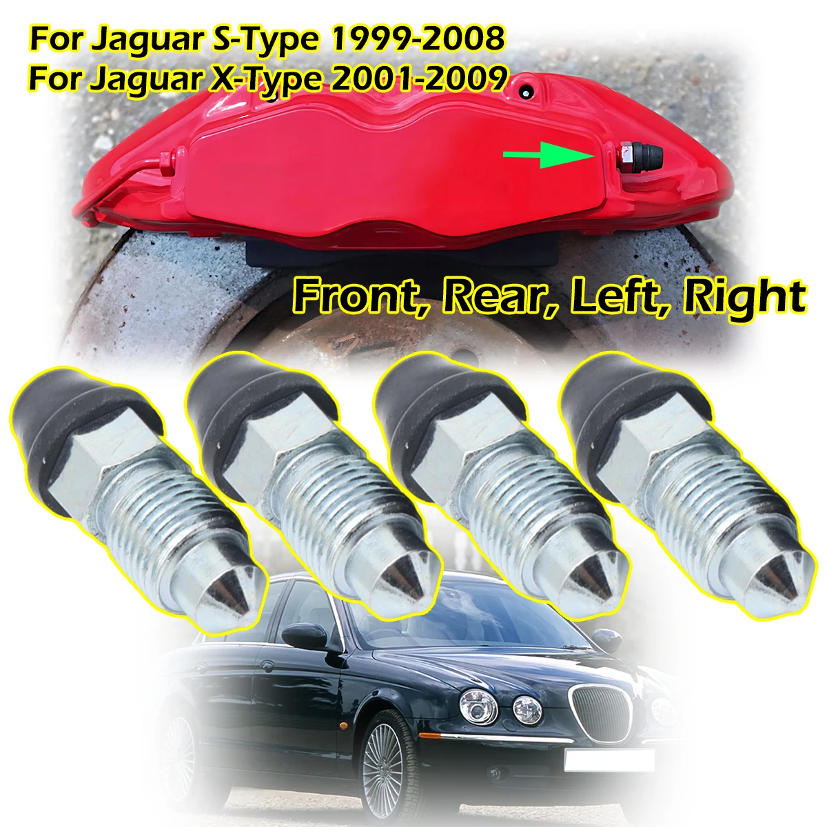 

Caliper Bleed Nipple Screw Repair Kit For Jaguar S-Type 1999-2008 X-Type 2001-2009 Bleeder Valves Dust Caps Car Brake System