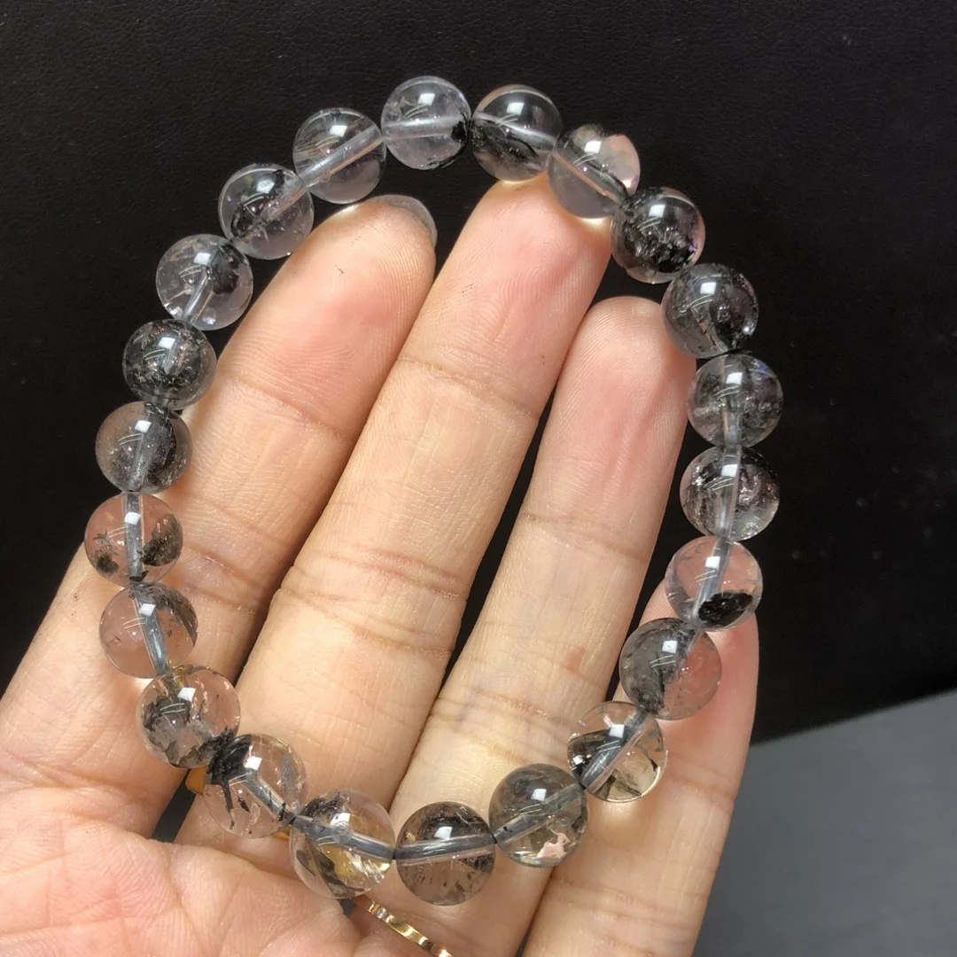 1 Pc Natural Herkimer Diamond Quartz Bracelet 10MM Round Beads Crystal Reiki Healing Stone Jewelry Gift For Women
