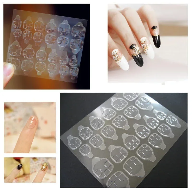 New Arrival 5 Sheet 24 Tips Strong Ultra Thin Double Sided Adhesive False Nail Sticker Tip