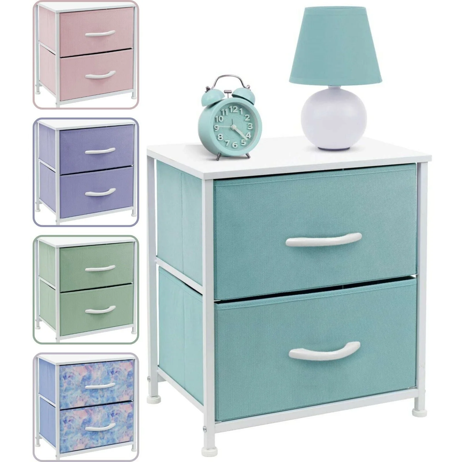 

Bedside Night Table + 2 Drawers - Small Kids Dresser for Bedroom - Sleek & Style United States