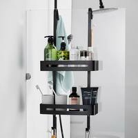 Black Hanging Bath Shelves Bathroom Shelf Organizer Nail-free Shampoo Holder Storage Shelf Rack Bathroom Basket Holder