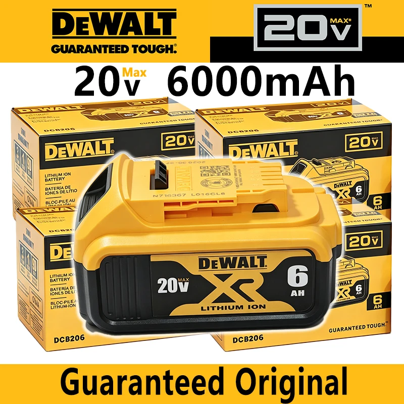 100% Original DEWALT 20V 6Ah Battery, 20V Max 6Ah Power Tool Battery Replacement For DCB206 DCB205 DCB200 DCB182 DCB184