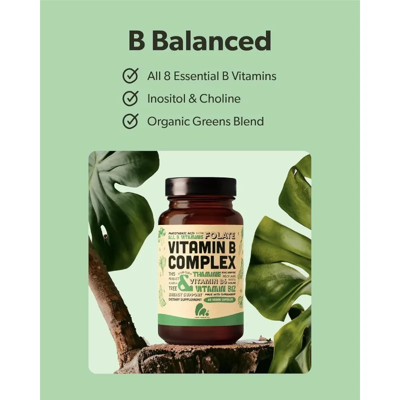 

Pure Vitamin B Complex capsule - Contains essential B vitamins B1, B2, B3, B5, B6, B7, folic acid B12