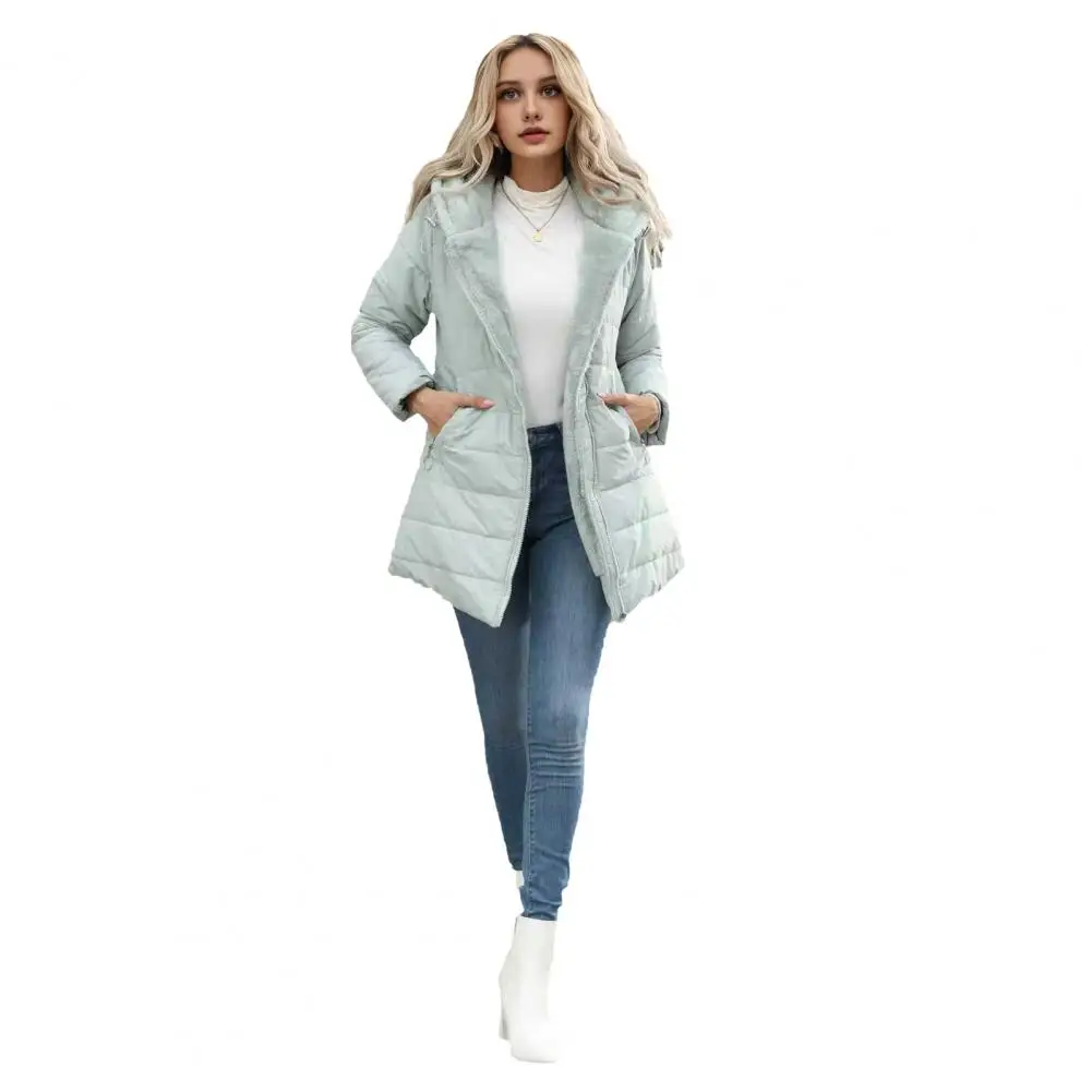 Women's Winter Windproof Puffer Coat Thicken Fleece Lined Down Jacket Zip Up Hooded Parka Outerwear with Pockets