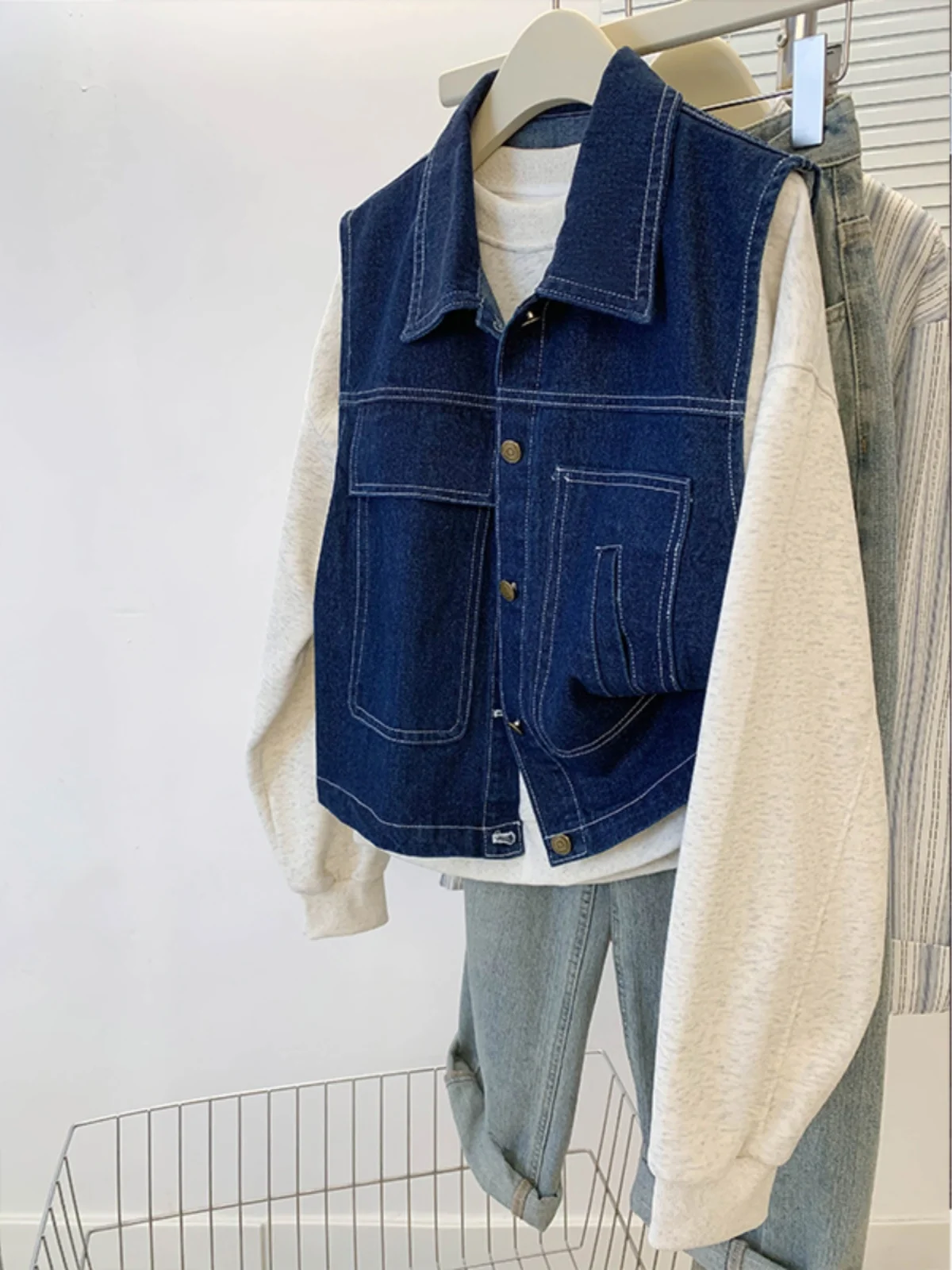 الرجعية هونغ كونغ Sle Faionable الدنيم سترة المرأة الخريف الشتاء جديد Sle طوق Svel ملابس خارجية طوق