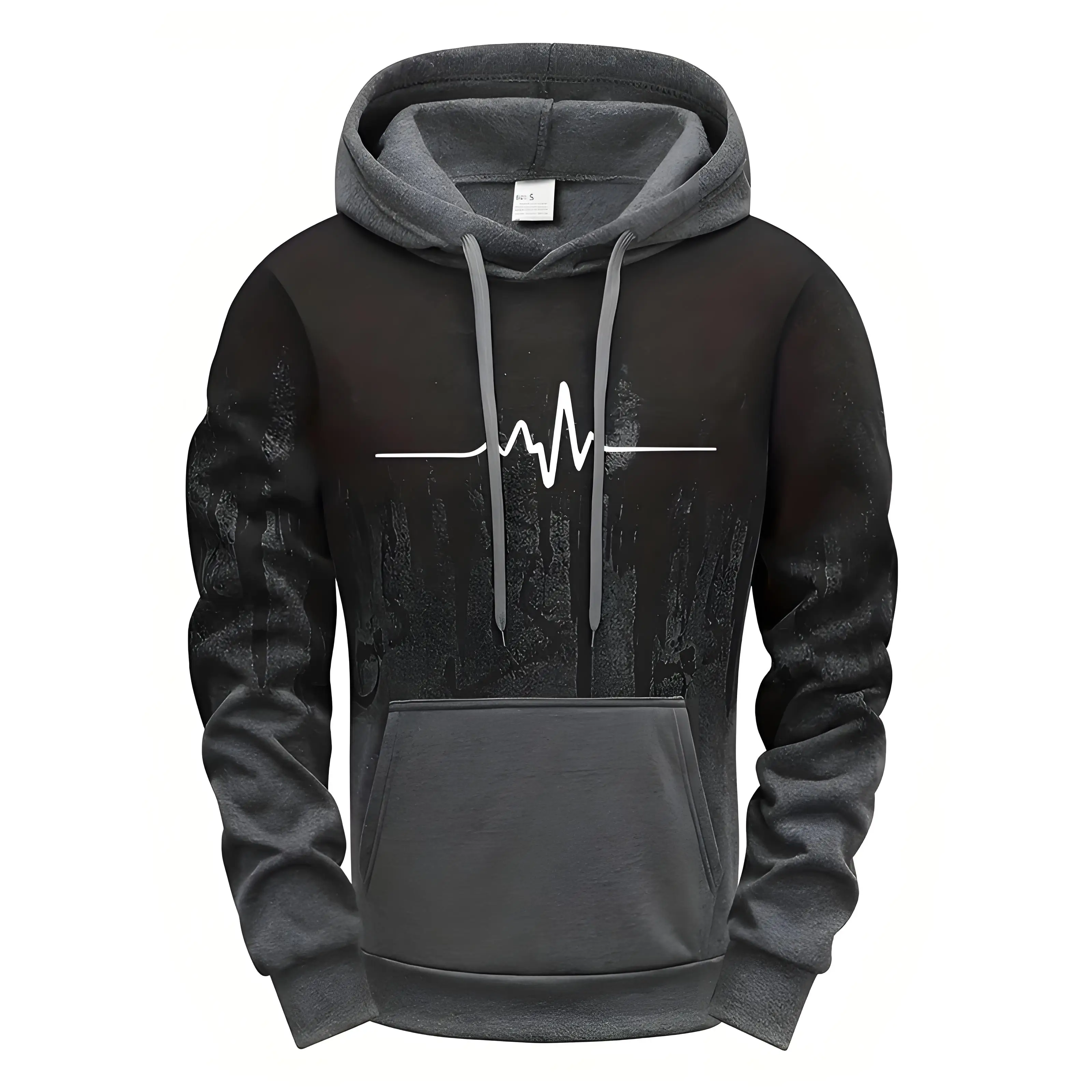 بلوفر رجالي بغطاء للرأس مطبوع متدرج للخريف والشتاء للياقة البدنية اليومية، سترة بقلنسوة كاجوال عصرية #2