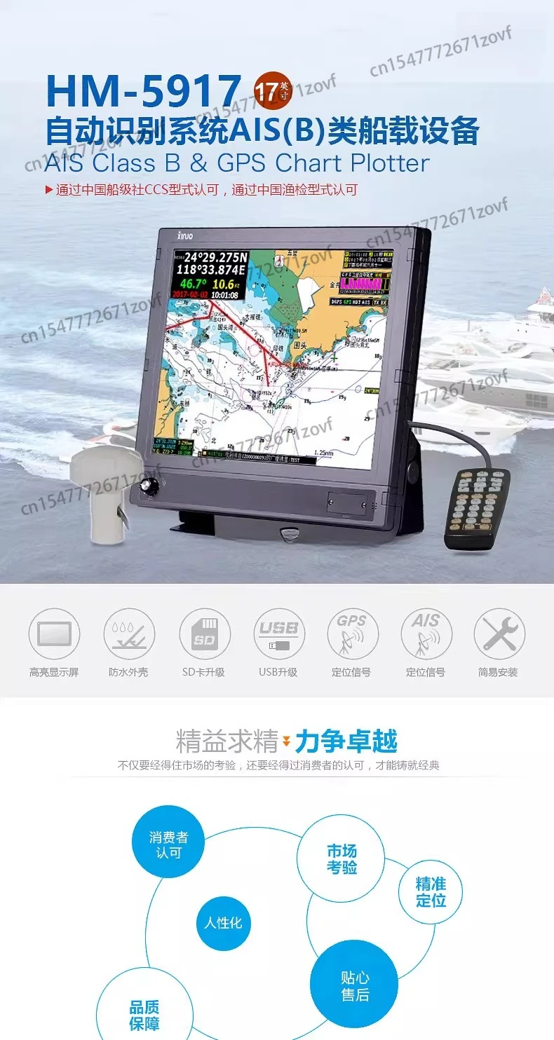 HM-5917 Sistema de identificação automática de navegação marítima AIS Instrumento para evitar colisões Guarda naval 17 polegadas