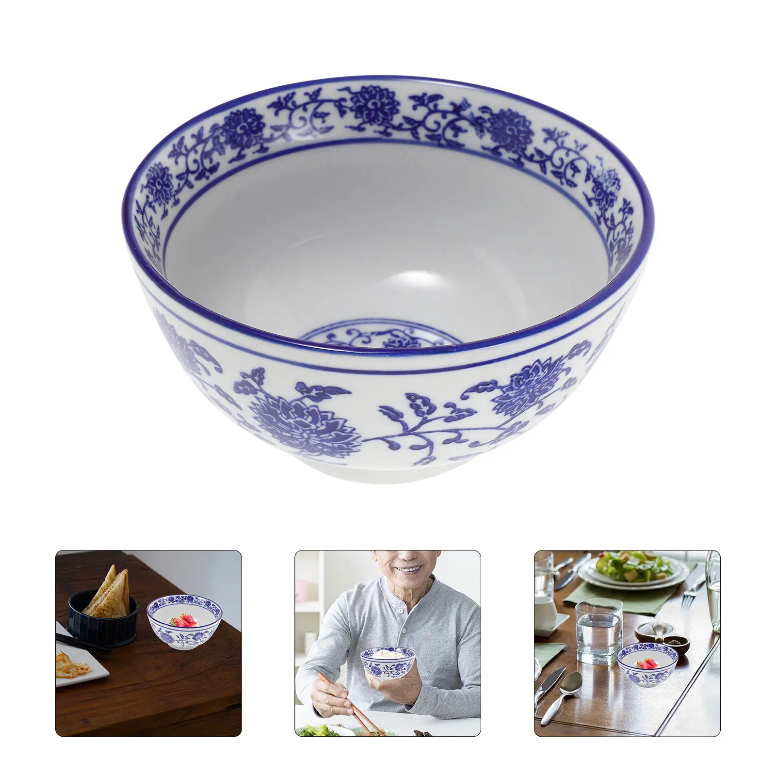 

Набор из 5 белых керамических суповых мисок: многоразовые универсальные контейнеры для еды, кухонные принадлежности