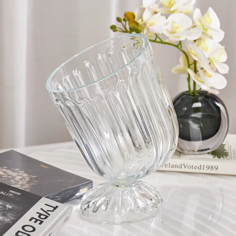 Modern Luxury Glass Vase Dual Purpose Ice Bucket For Living Room Desktop Wine Cabinet Home Decor Jewelry Display Ornament