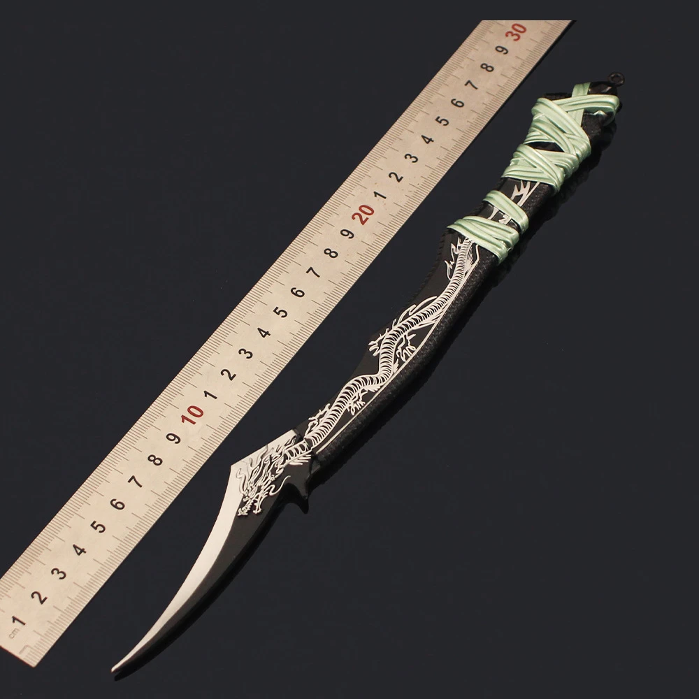 الجملة 30 سنتيمتر الروح الأرض أنيمي سلاح الأزرق الداكن التنين نحت سكين الطرفية Tangmen المعادن نموذج جمع الحرف الهدايا اللعب