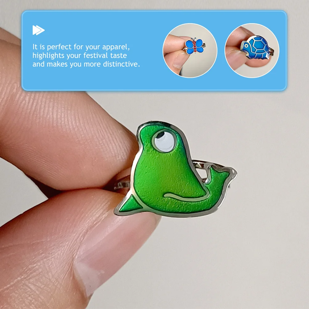 

6Pcs Thermochromic Ring Color Changing Finger Ring Adjustable Fashion Jewelry for Party Banquet Daily Wear Unique Gift