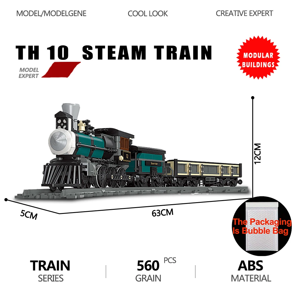 Th 10 Stoomtrein Modelbouwstenen Technische Spoorweg Desktop Decoratie Montage 59001 High-Tech Kinderspeelgoed Voor Cadeau