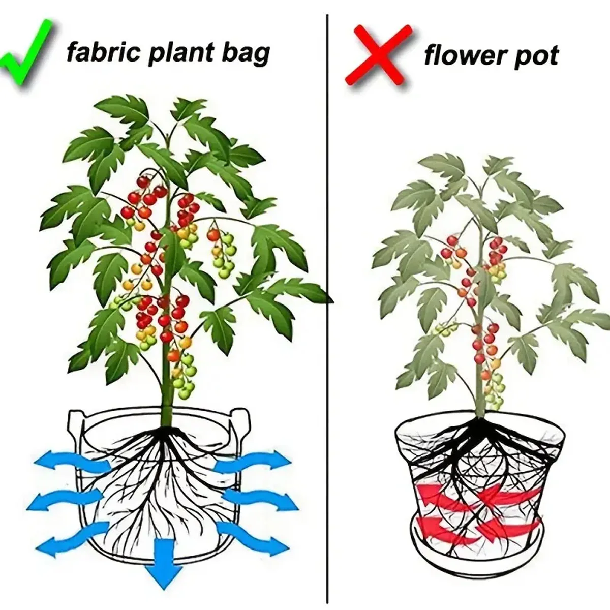 5PCS Felt Grow Bags 5/10/15 Gallon Thickened Gardening Fabric Vegetable Flower Planting Pots Greenhouse Garden Plant Nursery Pot gallery 3