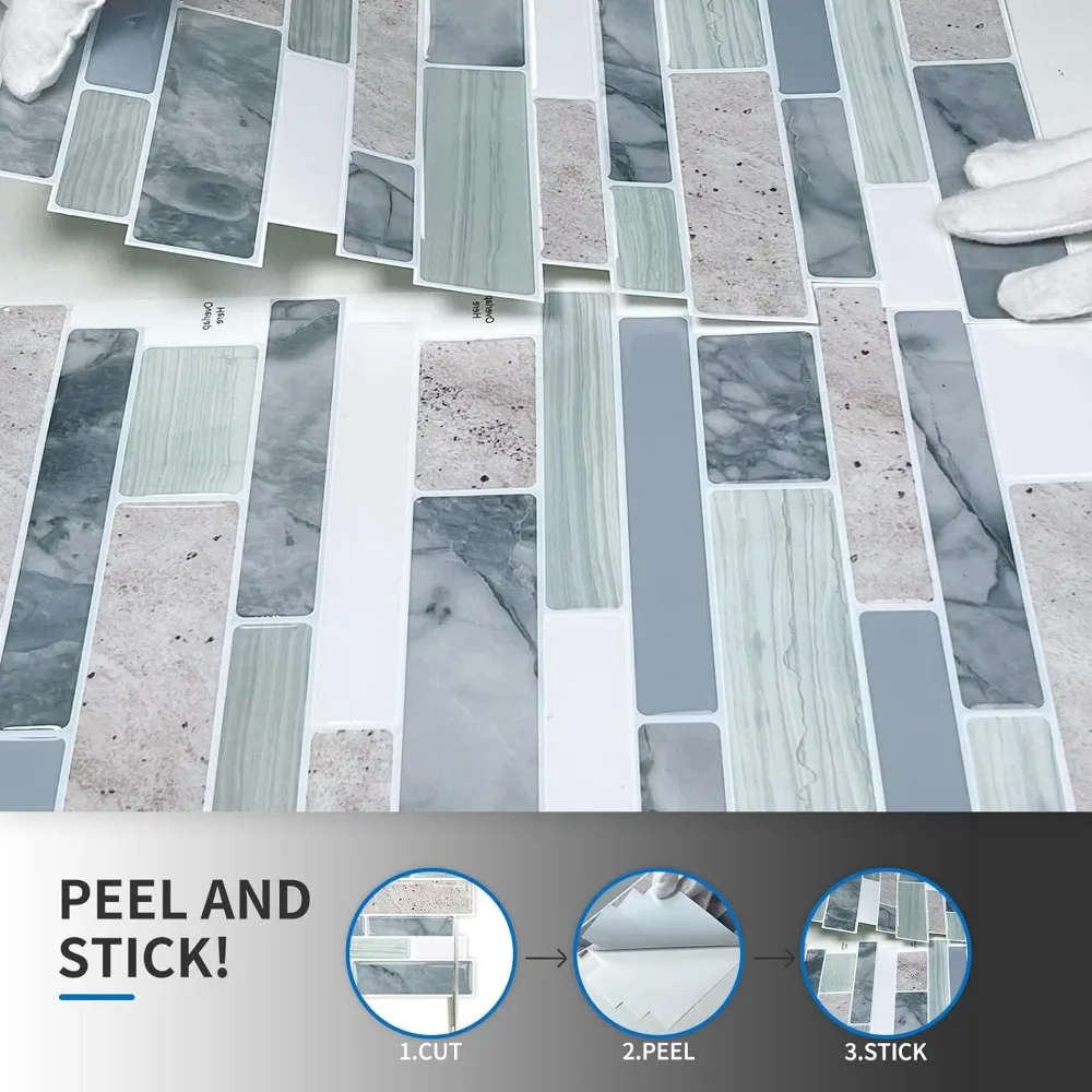 10-Blatt-Rückwandfliesen zum Abziehen und Aufkleben, 30,5 x 30,5 cm, salbeigrün, selbstklebender Fliesenaufkleber für Backsplash-Küche, Badezimmer