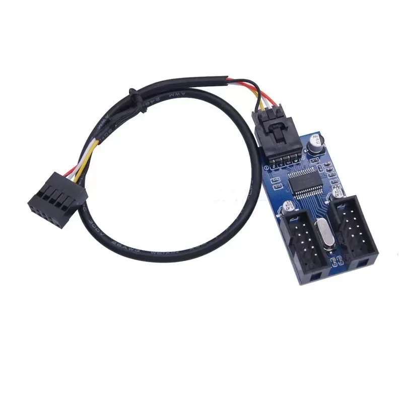 1 to 2/4 Extension Cable Adapter 9-Pin 1 to 4 USB Female Header HUB Connectors for Desktop