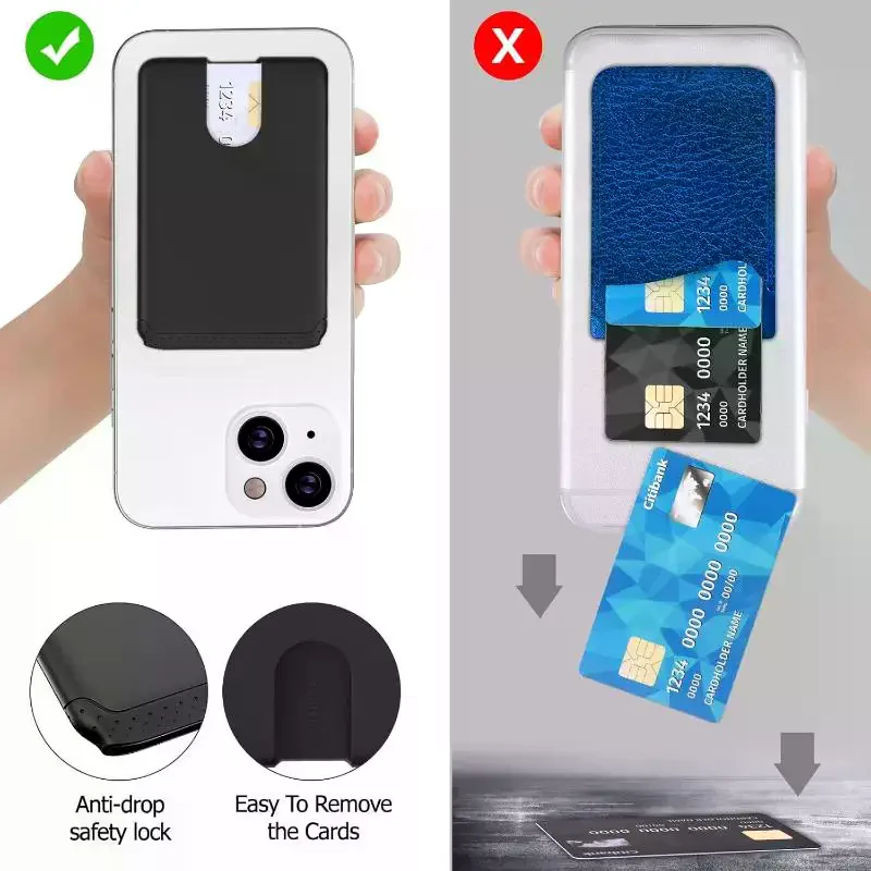 1Pcs Adhesive Soft Silicone Mobile Phone Wallet Phone Holder Sticker Credit Card Holder Compatible For Phone Android