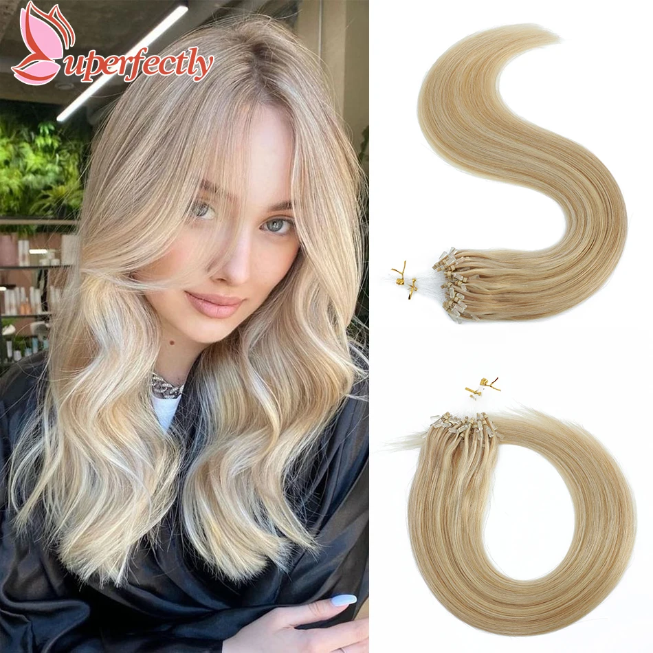 Micro-Lus Steil Human Hair Extensions Voor Vrouwen Vislijn Haarverlenging Remy Hair Onzichtbaar Natuurlijk Haar 1G Strand