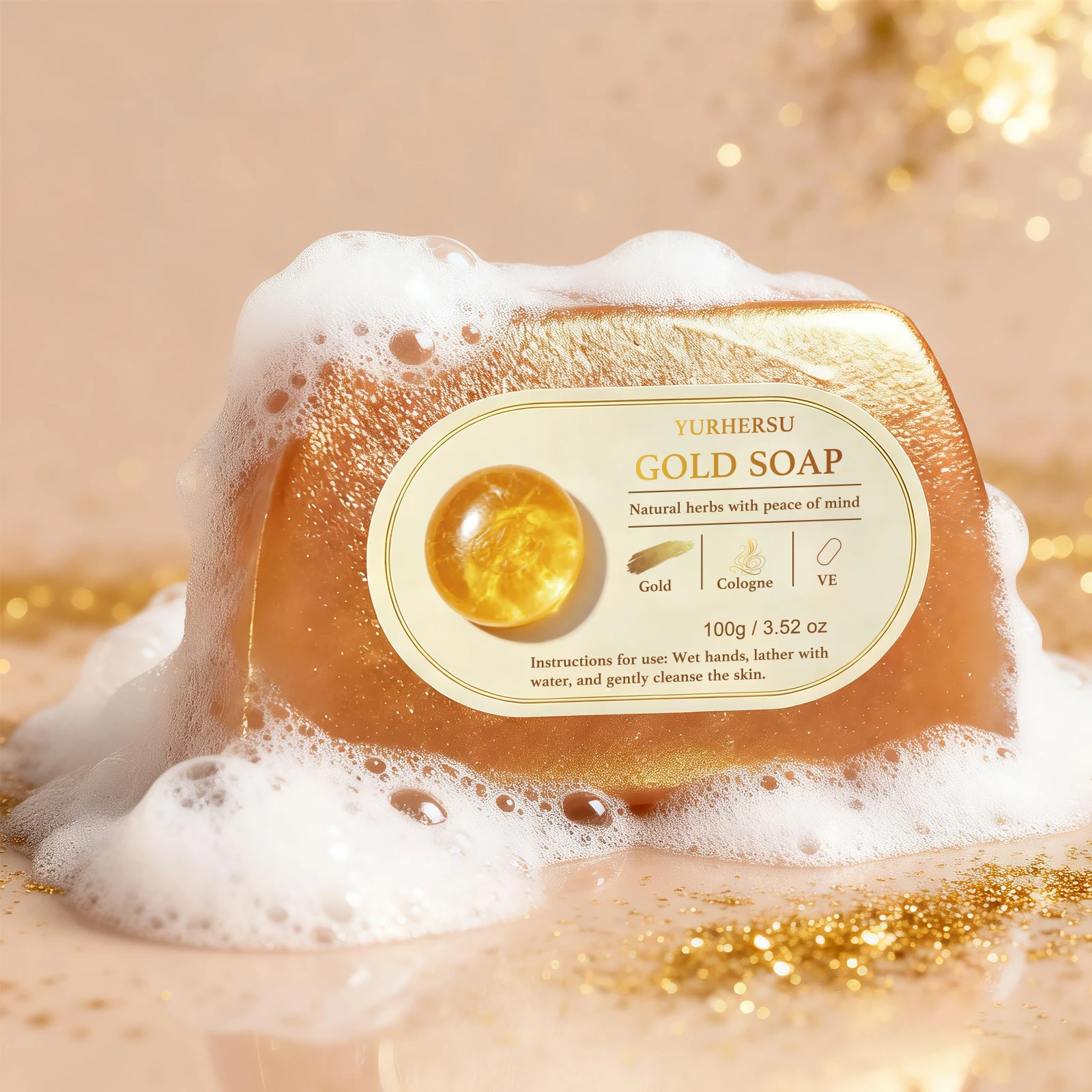 

Perfume Golden Soap 100g Long Lasting Fragrance Deep Cleansing Moisturizing Handmade Soap For Men Women