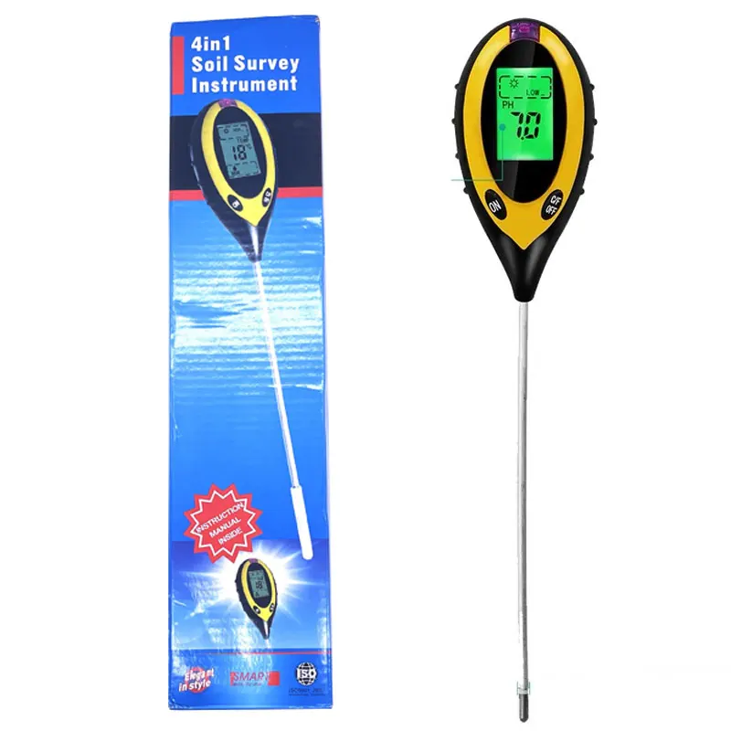 4 in 1 soil instrument illumination tester acid alkalinity meter PH moisture humidity digital display backlight test tester image 6
