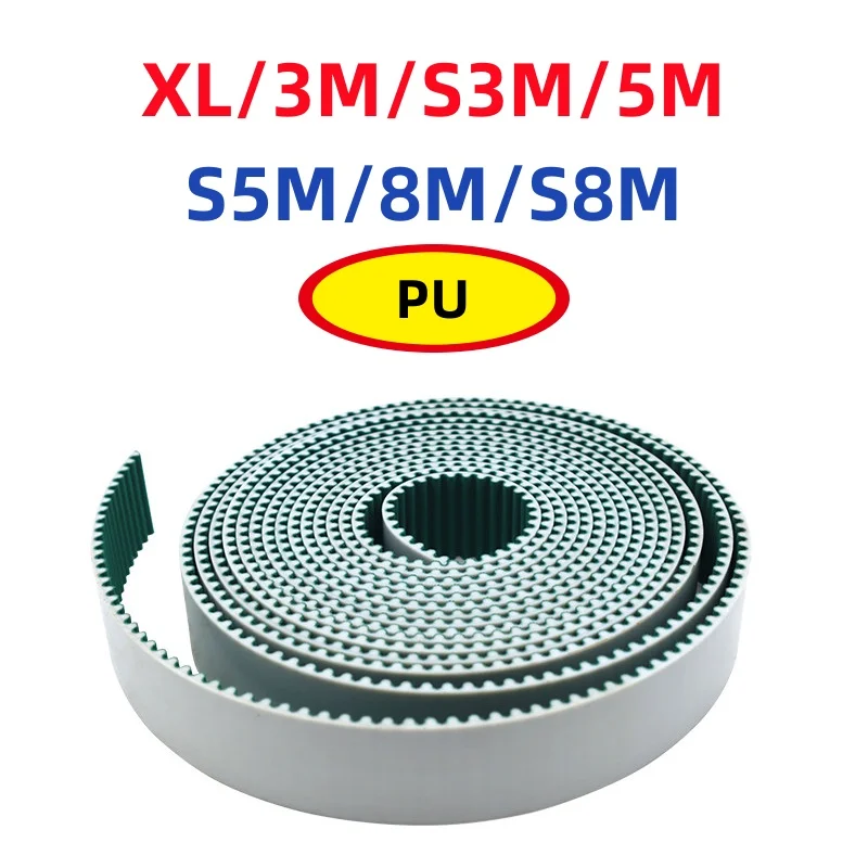 XL/3M/S3M/5M/S5M/8M/S8M White Polyurethane Tooth Surface Green Cloth Steel Wire Open Synchronous Belt Transmission Belts