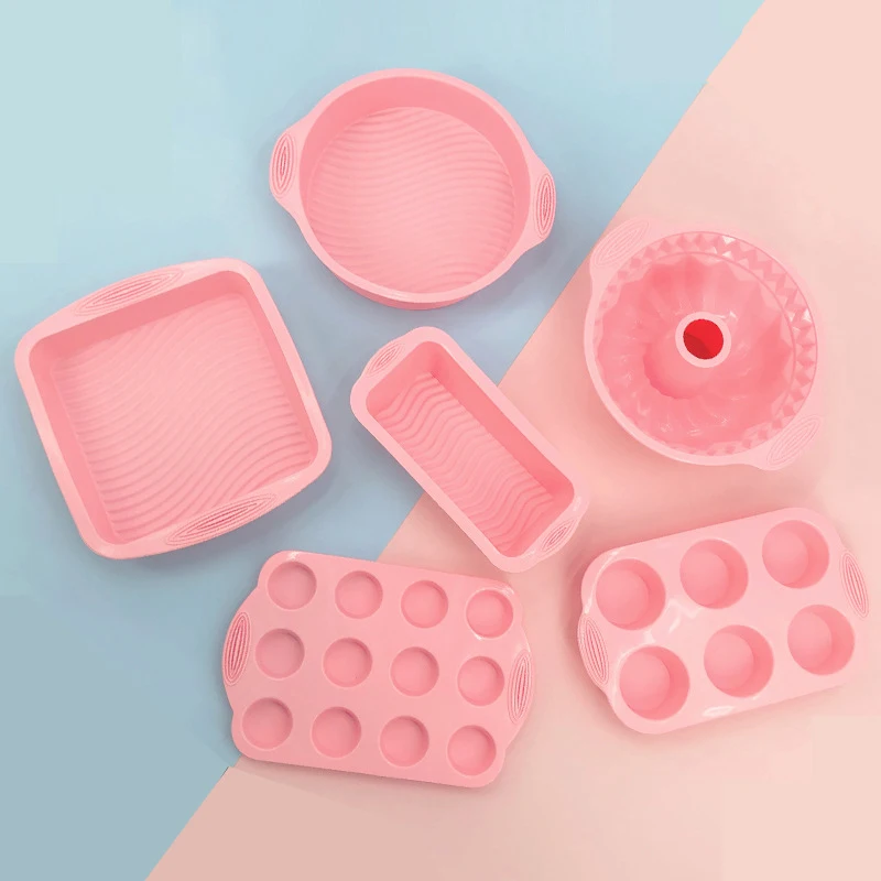 

6Pcs Sets Silicone Cake Mold Round Pastry Toast Bread Jelly Pudding Pans Gear Cupcake Muffin Mousse Baking Dessert BakewareTools