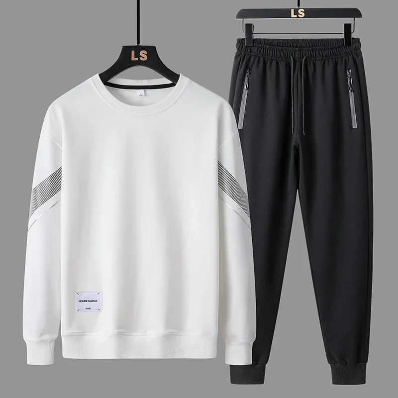 Spring Autumn Men's Casual Sports Suit Round Neck Sweatshirt Long Sleeves Pants One Whole Set Clothing Fashion