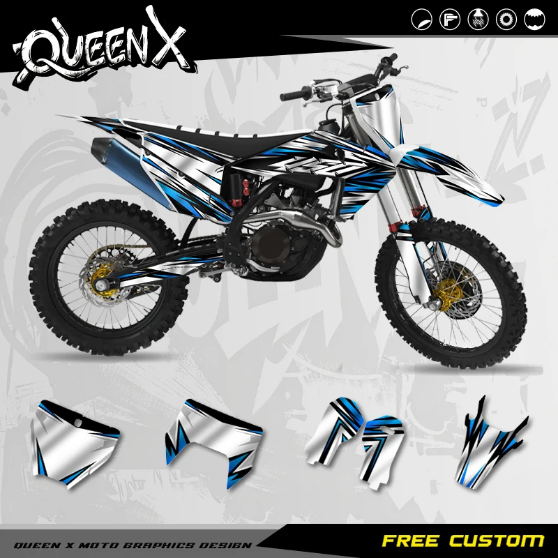 QUEEN X MOTO Holographic Graphics Background Decal Stickers For Husqvarna 2019 2020 2021 TC FC TX FX 2020 2021 2022 2023 TE FE