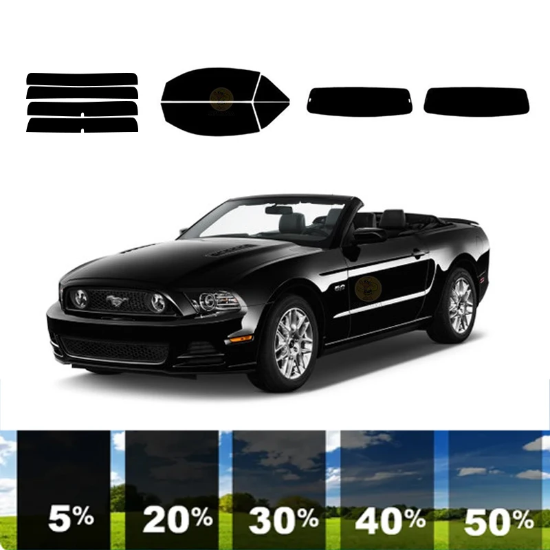 precut Removable Window Tint Film For Car 100% UVR 5%-35%VLT Heat Insulation Carbon ﻿For FORD MUSTANG 2 DR CONVERTIBLE 2005-2009