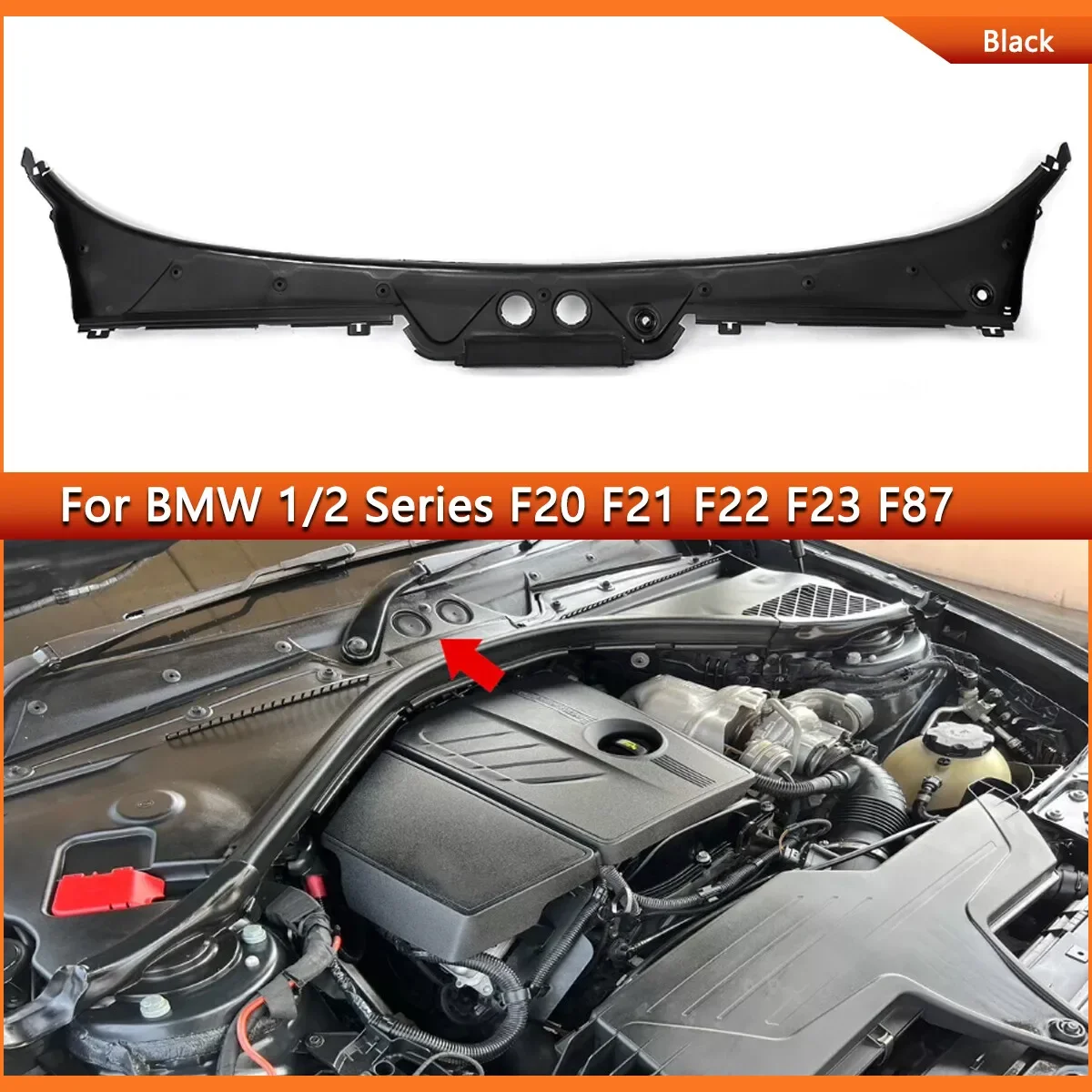 Image of Fair Water Stück für BMW F20 F21 F22 F23 F87 230i 240i M2 2-türige Scheibenwischer Gugel Abdeckung Grille Panel Fit Linkslenker