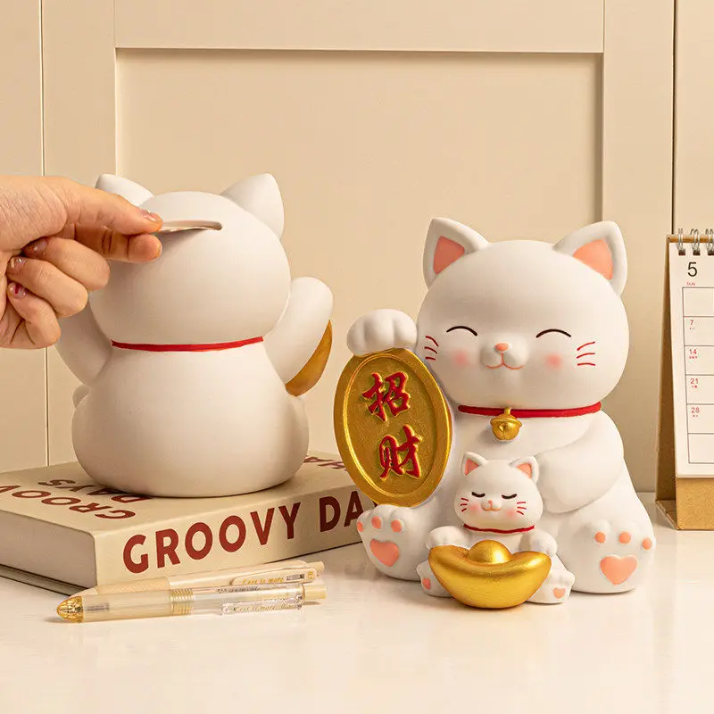 Kids Gift Money Boxes Small Cat Acrylic Storage Family Decoration Clear Unique Piggy Bank Chinese Tirelire Room Decorations