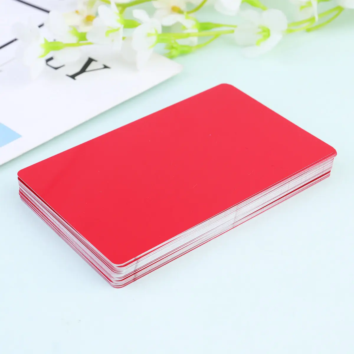 

50Pcs Premium Anodized Aluminum Blank Name Cards 0.2mm Thin Colored DIY Business Card Laser Engraving Cnc Compatible Portable