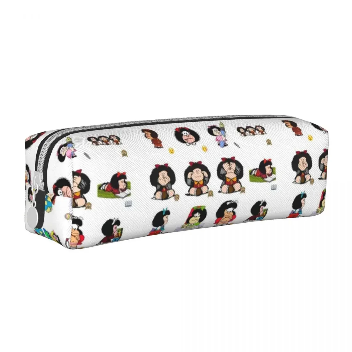 Mafalda Pencil Case Funny Gril Ctue Square Pencil Box Girls Boys Vintage Large Capacity School Pencil Cases Stationery