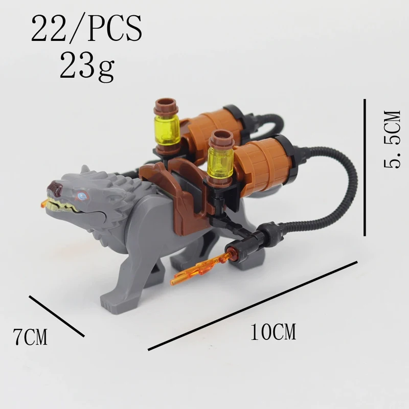 MOC Mittelalterliche Burg Ork-Soldaten Figuren Wolfskutsche Ritter König Krieger Elefant Ziege Bausteine Spielzeug Geschenke