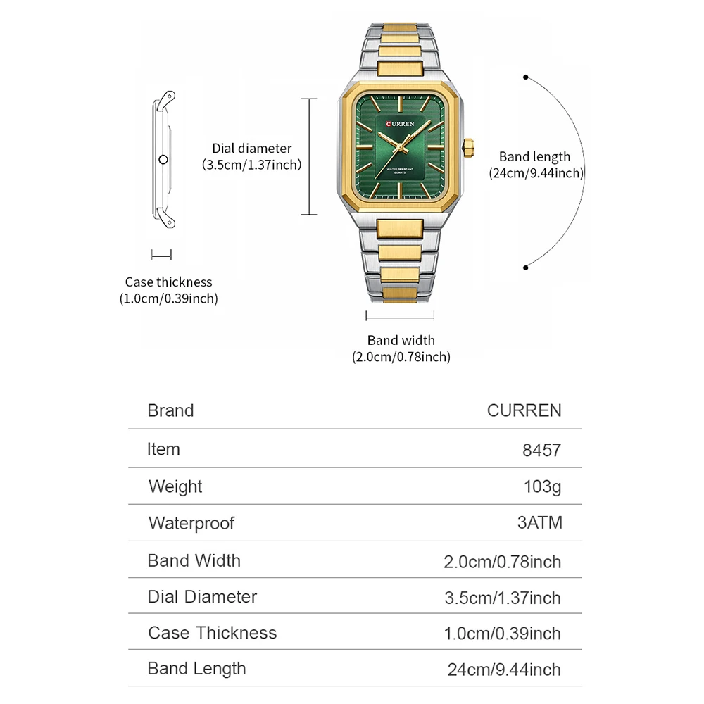 Men's Vintage Rectangle Dial Quartz Watch